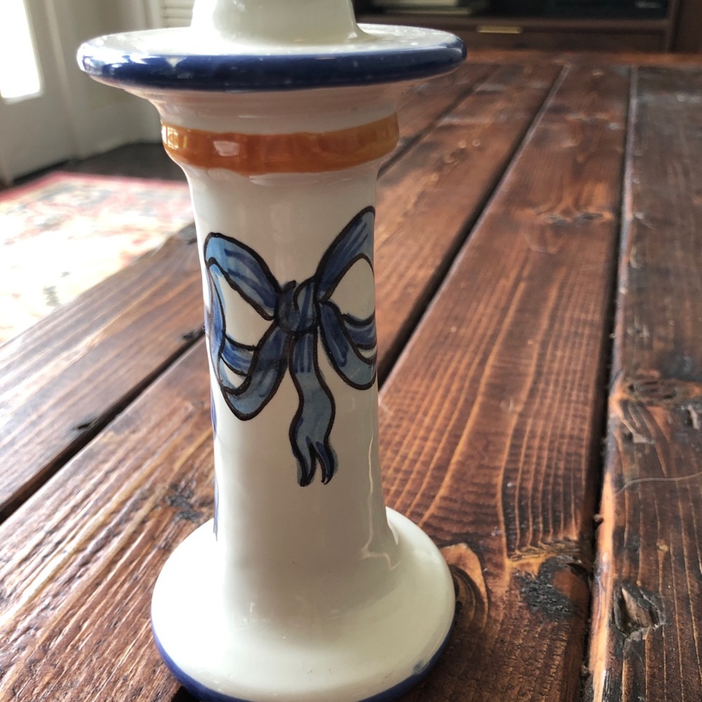 Super cute vintage blue and white candle holder